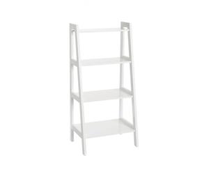 LOLAhome Estantería Escalera Blanca de 4 Estantes, Mueble Auxiliar Multifuncional de MDF Lacado, Diseño Moderno, Estantes Amplios para Baño, Dormitorio, Cocina, Salón u Oficina, 43x31x90 cm