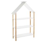 LOLAhome Estantería Infantil con Forma de casa con 3 estantes de Madera de Pino Blanca de 79x30x131 cm