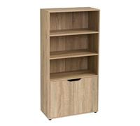 LOLAhome - Estantería Librería Cubo Color Madera Marrón de 120x60x29 cm. Mueble de Almacenaje Compacto de Tablero de 12mm con 2 Puertas y 3 Baldas para Dormitorio, Salón, Estudio, Oficina