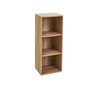 LOLAhome - Estantería Librería Cubo con 3 Estantes de Tablero de Laminado Color Natural de 80x30x24. Mueble para Despacho, Librería, Dormitorio o Despensa. Soporta 15 kg. Requiere Montaje