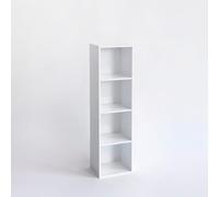 LOLAhome - Estantería Librería Cubo con 4 Estantes de Tablero de Laminado Color Blanco de 106x30x24. Mueble para Despacho, Librería, Dormitorio o Despensa. Soporta 20 kg. Requiere Montaje