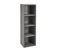 LOLAhome - Estantería Librería Cubo con 4 Estantes de Tablero de Laminado Color Gris de 106x30x24. Mueble para Despacho, Librería, Dormitorio o Despensa. Soporta 20 kg. Requiere Montaje