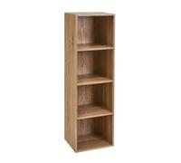 LOLAhome - Estantería Librería Cubo con 4 Estantes de Tablero de Laminado Color Natural de 106x30x24. Mueble para Despacho, Librería, Dormitorio o Despensa. Soporta 20 kg. Requiere Montaje
