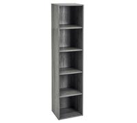LOLAhome - Estantería Librería Cubo con 5 Estantes de Tablero de Laminado Color Gris de 132x30x24. Mueble para Despacho, Librería, Dormitorio o Despensa. Soporta 25 kg. Requiere Montaje