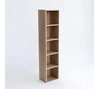 LOLAhome - Estantería Librería Cubo con 5 Estantes de Tablero de Laminado Color Natural de 132x30x24. Mueble para Despacho, Librería, Dormitorio o Despensa. Soporta 25 kg. Requiere Montaje