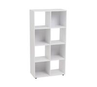 LOLAhome Estantería Librería Cubo con 8 estantes de Tablero de Laminado Color Blanco para Despacho, Librería, Dormitorio o Despensa de 120x60 cm