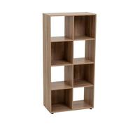 LOLAhome Estantería Librería Cubo con 8 estantes de Tablero de Laminado Color Natural para Despacho, Librería, Dormitorio o Despensa de 120x60 cm
