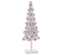 LOLAhome Figura Árbol Navidad Triangular de Madera y piñas Blanco 100 cm