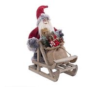 LOLAhome Figura de Papá Noel/Santa Claus con esquís y un Saco de Regalos. 2 tamaños y 3 Modelos Disponibles. Decoración de Navidad. Color Rojo. (Trineo 30 cm)