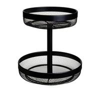 LOLAhome Frutero moderno negro de diseño con 2 alturas de 30x32 cm. Rejilla de metal para facilitar la ventilación y mantener la frescura de la fruta
