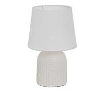 LOLAhome - Lámpara de mesita de noche BlancaPara Salón Habitación Dormitorio Recibidor Cerámica, Pantalla Tela, Casquillo E14