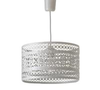 LOLAhome - Lámpara de techo provenzal blanca de metal de 30x18 cm con diseño calado de flores. Perfecta para la entrada o pasillo ofrece una iluminación cálida y acogedora