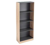 LOLAhome Librería de 3 estantes de Madera MDF Gris y Natural contemporánea, de 60x29x147 cm