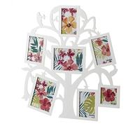 LOLAhome Marco de Fotos Árbol de la Vida para 7 Fotos Blanco de Madera de 61x58 cm