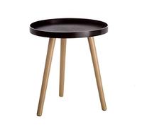 LOLAhome Mesita Auxiliar de Polipropileno Negro con 3 Patas de Madera de 40 cm de diámetro y 43 cm de Altura Moderna para salón