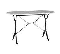 LOLAhome Mesa Bistro de Mármol Blanco y Pedestal de Hierro Forjado Negro Vintage. (71x60x120cm Ovalado)