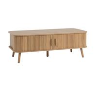 LOLAhome Mesa de Centro con 2 Puertas persiana enrollables de MDF Natural de 120x60x41 cm