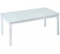 LolaHome Mesa de centro elevable Agnes para jardín de cristal y aluminio blanca