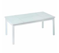 LOLAhome Mesa de Centro elevable para Exterior de Aluminio Blanco y Cristal Templado, de 120x60x48 cm, Modelo Agnes