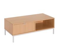 LOLAhome Mesa de Centro laminada con 1 cajón de Metal y MDF Color Natural de 110 cm
