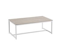 LOLAhome | Mesa de Centro | Mesa Auxiliar para Salón o Comedor Sala de Estar Balcón Oficina| Mesita Baja Sofá | Madera y Acero | 100x36x50 CM | Blanco