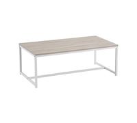 LOLAhome | Mesa de Centro | Mesa Auxiliar para Salón o Comedor Sala de Estar Balcón Oficina| Mesita Baja Sofá | Madera y Acero | 100x36x50 CM | Blanco
