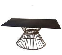 LolaHome Mesa de comedor 6-8 personas cristal y rattan sintético negra