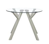 LOLAhome Mesa de Comedor Elegante diseño de Cristal Templado y Base de Metal Negro. Ideal para Espacios compactos. (Beige, 120 cm)
