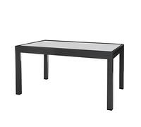 LOLAhome Mesa de Comedor Extensible para jardín Thais, Negra de 135x90 cm Extensible 270 cm, de Aluminio y Cristal Serigrafiado, Tratamiento Anticorrosión, Elegante y Duradera, para 10 Personas