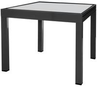 LolaHome Mesa de comedor extensible Thais de aluminio y cristal templado negra