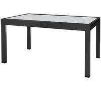 LolaHome Mesa de comedor extensible Thais de aluminio y cristal templado negra