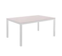 LOLAhome Mesa de Comedor para jardín Thais, Blanca de 180x90 cm, de Aluminio y Cristal Templado, Tratamiento Anticorrosión, Elegante, Resistente y Duradera, para 8 Personas