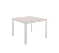 LOLAhome Mesa de Comedor para jardín Thais, Blanca de 80x80 cm, de Aluminio y Cristal Templado, Tratamiento Anticorrosión, Elegante, Resistente y Duradera, para 4 Personas