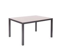 LOLAhome Mesa de Comedor para jardín Thais, Negra de 150x90 cm, de Aluminio y Cristal Templado, Tratamiento Anticorrosión, Elegante, Resistente y Duradera, para 6 Personas
