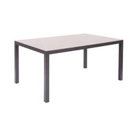 LOLAhome Mesa de Comedor para jardín Thais, Negra de 180x90 cm, de Aluminio y Cristal Templado, Tratamiento Anticorrosión, Elegante, Resistente y Duradera, para 8 Personas