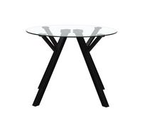 LOLAhome Mesa de Comedor Redonda Elsa para 4 Personas de 100 cm con Elegante diseño de Cristal Templado y Base de Metal Negro. Ideal para Espacios compactos.