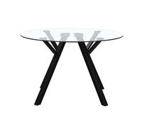 LOLAhome Mesa de Comedor Redonda Elsa para 6 Personas de 120 cm. Estructura Resistente de Metal Negro y Tablero de Cristal Templado. Diseño Ligero y contemporáneo.