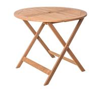 LOLAhome Mesa de jardín Resistente y Plegable Redonda de Ø 90x76 cm, para 2-4 Personas | De Madera natual sostenible de Acacia con FSC | para Exterior, jardín, terraza, balcón o Piscina | Kate