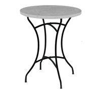 LOLAhome Mesa de jardín Terrazzo de mármol y Hierro Gris/Negro | Ø60x72 cm | Resistente y Duradera | Estilo Hierro Forjado | para Exterior, jardín, terraza | Terrazzo