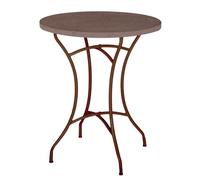 LOLAhome Mesa de jardín Terrazzo de mármol y Hierro Marrón | Ø60x72 cm | Resistente y Duradera | Estilo Hierro Forjado | para Exterior, jardín, terraza | Terrazzo