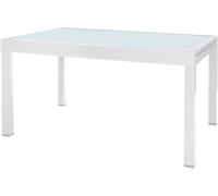 LolaHome Mesa de jardín thais extensible aluminio y cristal blanca