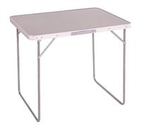 LOLAhome Mesa Plegable Camping y Playa 80x60x70 cm, Mesa Picnic portátil con asa Transporte, Patas Plegables Acero, Tablero MDF Aspecto Madera Nogal, Gris, antivuelco y compacta.
