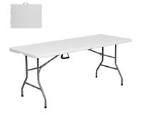 LOLAhome Mesa Plegable de 180 cm, Acero Anticorrosión y HDPE, 180x70x74 cm | Resistente y Duradera con epoxi anticorrosión. fácil transporte, fácil Montaje. Ideal Acampadas, Picnic, Catering, Jardin
