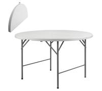 LOLAhome Mesa Plegable, de Acero Anticorrosión y HDPE (De Ø 154x74 cm) | Resistente, fácil Transporte, fácil Montaje | Ideal Acampadas, Picnic, Catering, Jardín, Terraza