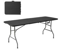 LOLAhome - Mesa Plegable maletín Gris Oscuro Efecto Madera de 180x74 cm, Resistente y fácil de Montar, con Estructura de Acero anticorrosión y HDPE. Ideal para Exterior, Catering, terraza y Eventos