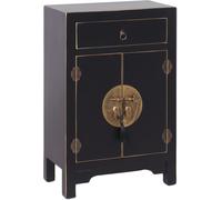 LolaHome Mesilla de noche de 1 cajón y 2 puertas oriental de madera negra