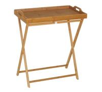 LOLAhome - Mesita Auxiliar Plegable con Bandeja removible en bambú marrón de 35x55x61 cm. Asas y Patas en Tijera. Muy Funcional para organizar y Decorar tu salón, aportando Calidez.