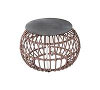 LOLAhome Mesita de jardín Ariki de Rattan sintético Trenzado y Cristal Blanca de Ø 50x33 cm