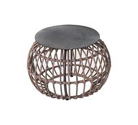 LOLAhome Mesita de jardín Ariki de Rattan sintético Trenzado y Cristal Grafito de Ø 50x33 cm
