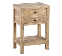 LOLAhome Mesita de Noche con 2 cajones Natural de Madera de Mindi de45x30x66 cm
